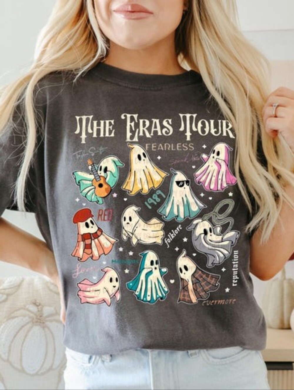 Taylor Swift Comfort Colors Charcoal Tee Eras Tour Ghost HALLOWEEN 3X Swiftie